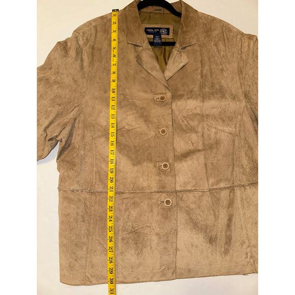 Venezia Jeans Clothing Co Women’s Plus Size 26/28 Leather Coat Jacket Button Up - Picture 2 of 6